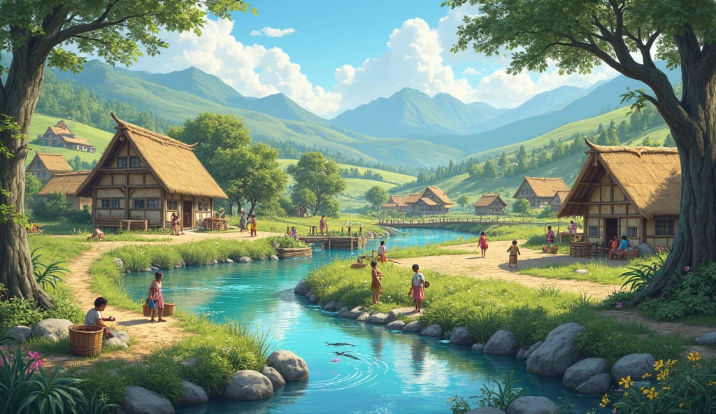 a village with rivers and clean water