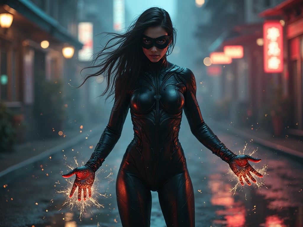 new Super Hero, Magic in realy   Black super suit and mask ( female)
