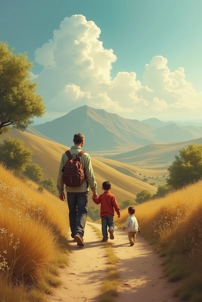 ‎"The Journey of the Three of Us"
‎
‎ایک On the edge of the small village, a father, Ahmed, was living a simple but prosperous life with his son Hasan and their loyal dog, Tommy. Every Sunday morning they would go for a walk to the three nearby hills. I pick I can't do