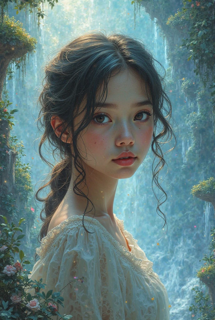 (masterpiece, top quality, best quality), Young girl , Young girl, wearing a black dress in heavy rain, her clothes soaked, amidst a storm, with high attention to detail, creating a photorealistic scene, ((night)), Insert,, high detail, night,, (pale skin), black hair, ancient village background, stepping on mud