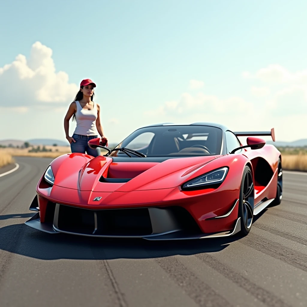 a beautiful girl in a tight dress posing next to a superdeportive car, hyper realistic, 8k, cinematic lighting, detailed facial features, photorealistic, volumetric lighting, dramatic shadows, highly detailed, intricate details, stunning, exquisite, flawless skin, elegant pose, impeccable fashion, glossy car paint, smooth metallic reflections, depth of field, cinematic framing