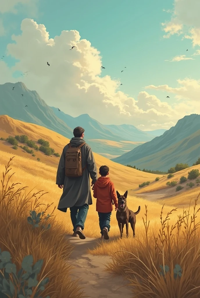 ‎"The Journey of the Three of Us"
‎
‎ایک On the edge of the small village, a father, Ahmed, was living a simple but prosperous life with his son Hasan and their loyal dog, Tommy. Every Sunday morning they would go for a walk to the three nearby hills. I pick I can't do