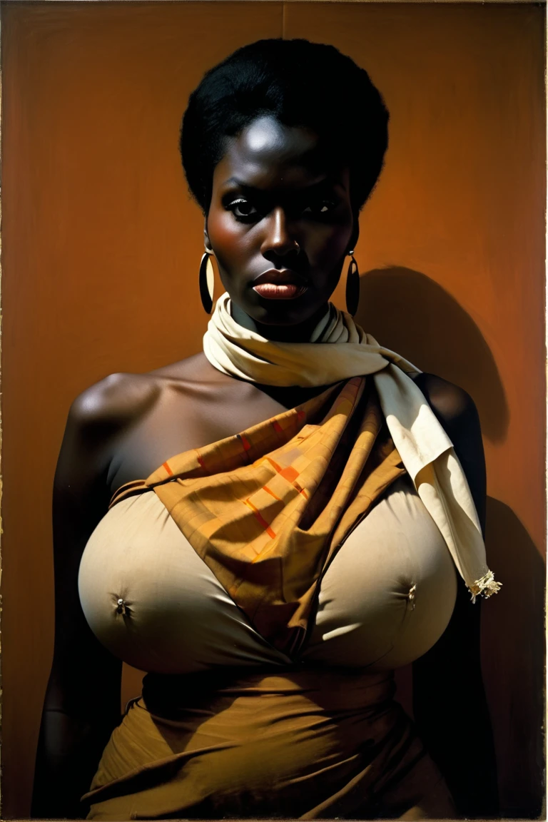  Page de style d &#39;Euan Uglow,p1c4ss0,portrait d'une femme africaine très noire avec un foulard sur la tête, ((massive breast:1.2)), paréo motif madras, Un paradoxe optique:1.2 se déplie comme un éventail:1.1 Volez dans le ciel éternel:1.2, se concentrer sur la poitrine lourde,  avec de belles fesses qui est venue faire du shopping dans un centre commercial, leurs échelles reflétant les subtilités de la tessellation:1.1,un clin d&#39;œil à l &#39;obsession de l &#39;artiste:1.2,