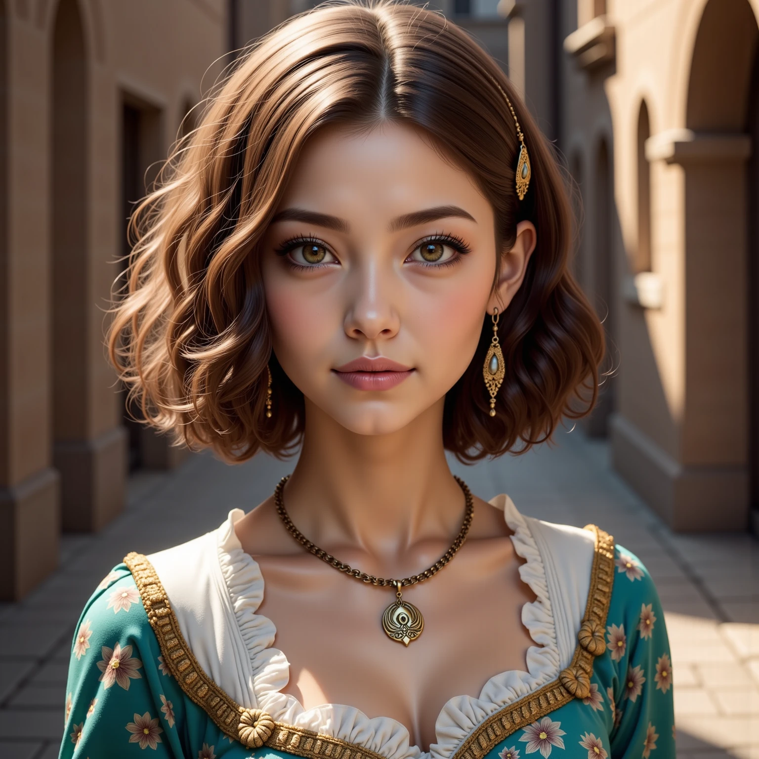 1 girl, masterpiece, top quality, 8k, fine skin texture, texture of cloth with attention to detail, beautiful detailed face, intricate details, Super Detail,  european girl, green eyes, Blonde Curly Hair】,  3D character ,  medieval knight 