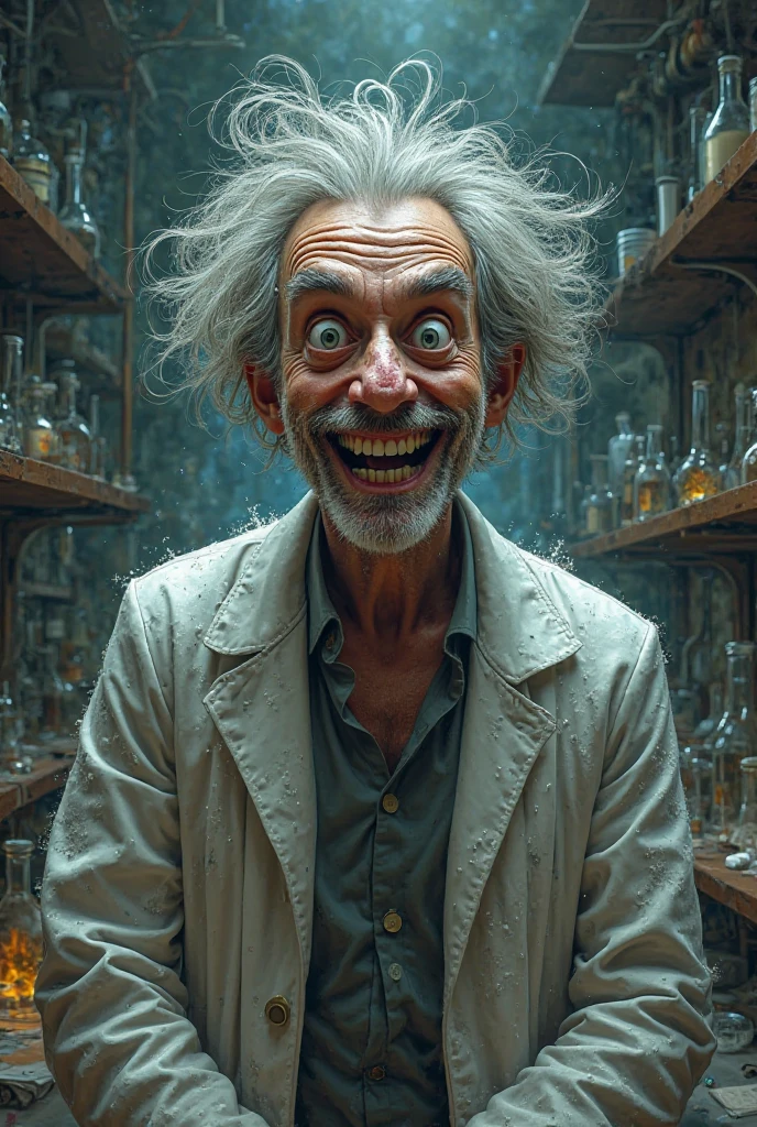 A mad scientist with flour under his nose