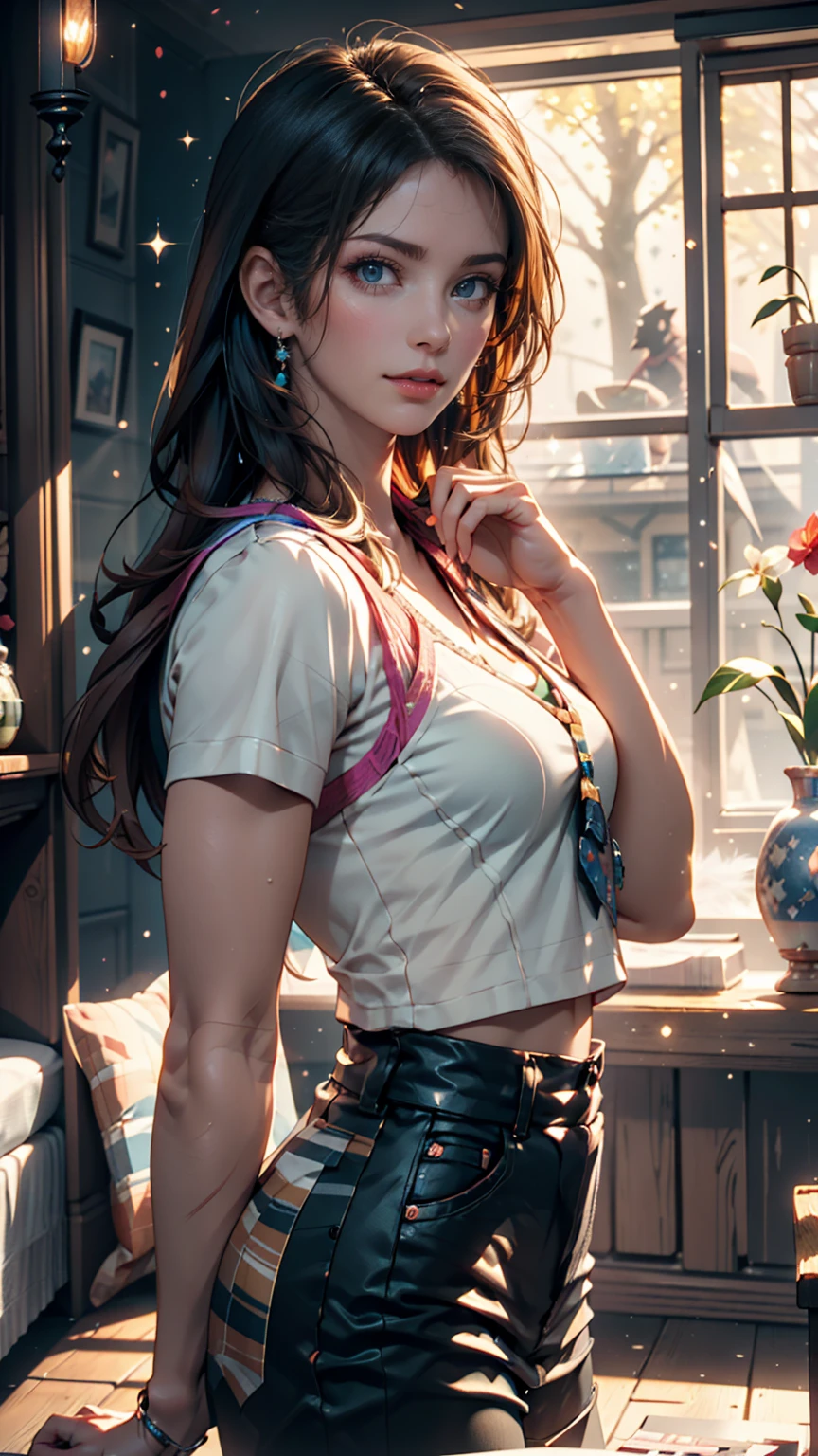 （ Pixar style), Cozy Small Room Model, Miniature figure model, Light source from right to left, Lumbrandt Lighting, Light source from right to left, (isometric view), ( top down), realistic scale, post-processing, ((Orthogonal Projection )), SUPER DETAILS, realistic, super realistic, realistic render,  Rainbow Color , Sparkling