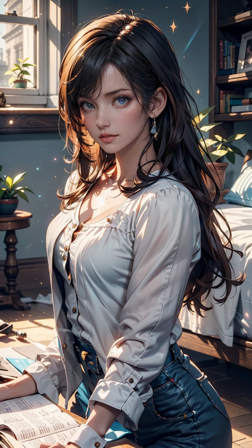 （ Pixar style), Cozy Small Room Model, Miniature figure model, Light source from right to left, Lumbrandt Lighting, Light source from right to left, (isometric view), ( top down), realistic scale, post-processing, ((Orthogonal Projection )), SUPER DETAILS, realistic, super realistic, realistic render,  Rainbow Color , Sparkling