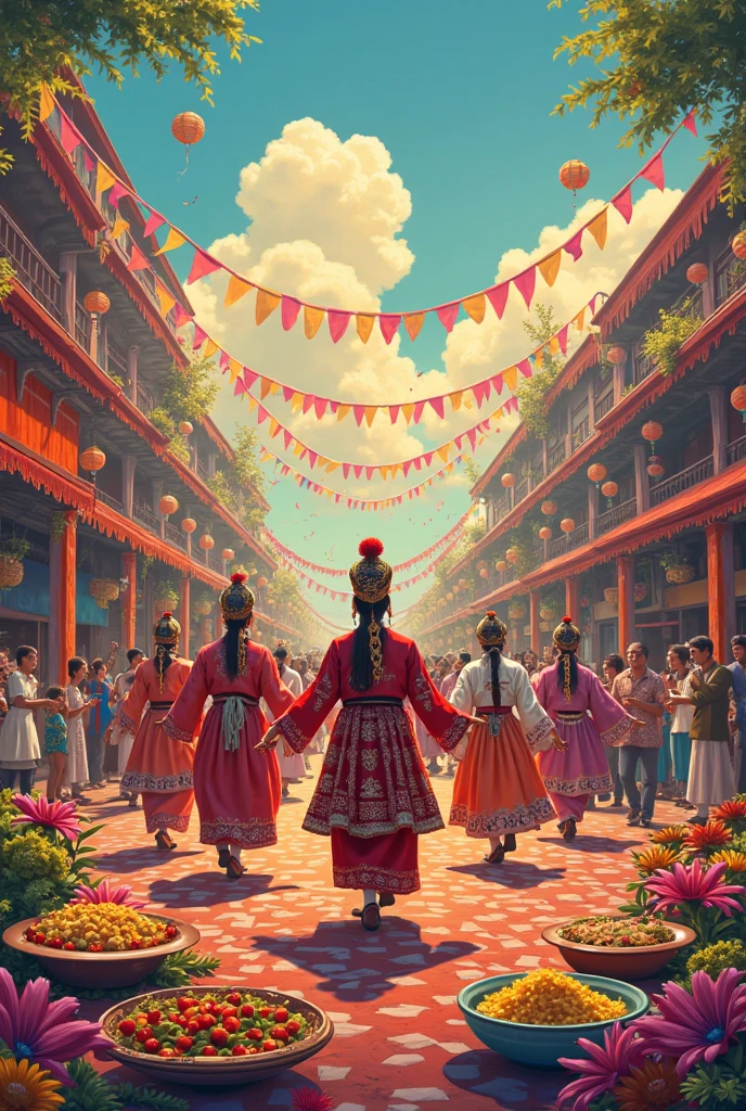 Ethnic jawi festival parade poster, traditional clothes, traditional dishes,tarian,additional upcara and others 