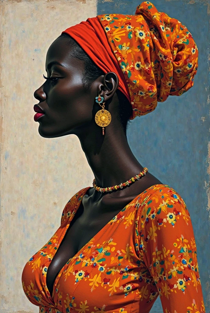 Page de style d 'Euan Uglow,p1c4ss0,portrait d'une femme africaine très noire avec un foulard sur la tête, ((massive :1.2)), paréo motif madras, Un paradoxe optique:1.2 se déplie comme un éventail:1.1 Volez dans Vle ciel éternel:1.2, se concentrer sur la poitrine lourde, avec de belles fesses qui est venue faire du shopping dans un centre commercial, leurs échelles reflétant les subtilités de la tessellation:1.1,un clin d'œil à l 'obsession de l 'artiste:1.2,