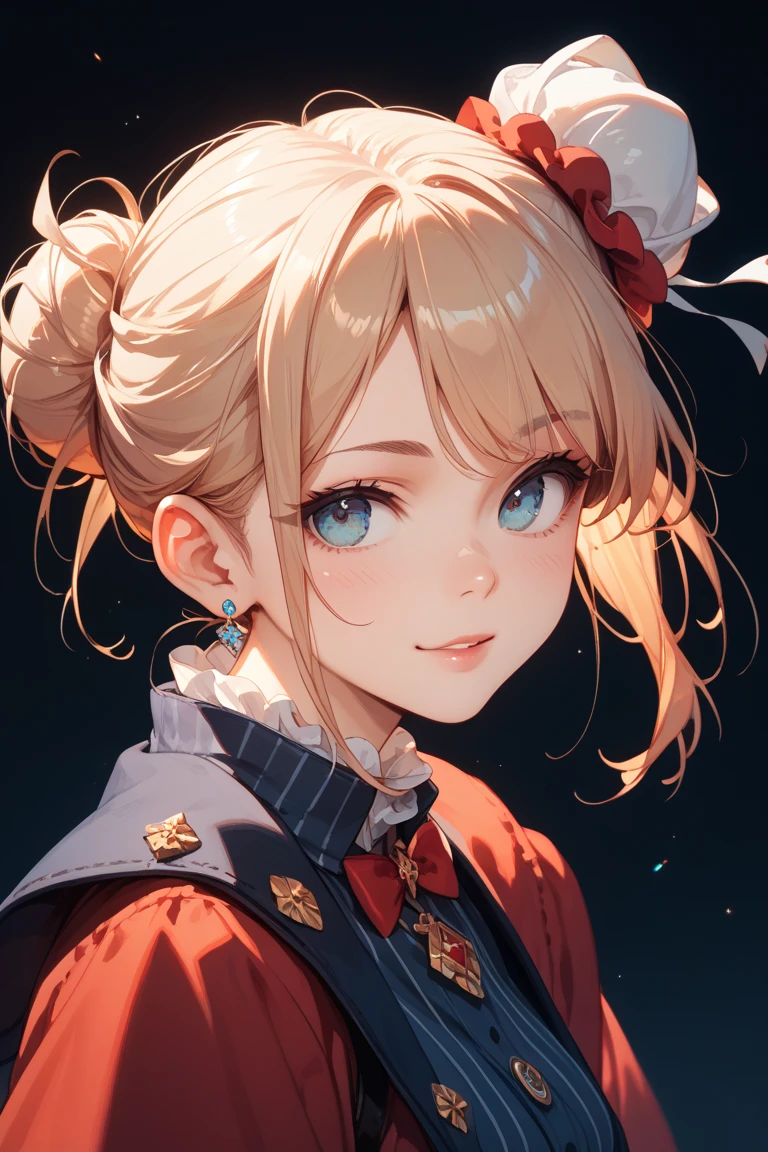 The bun is on the side of the head