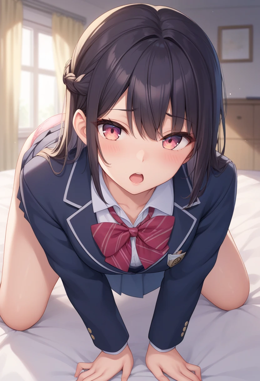 NSFW,What is being sung,(One girl:1.5),Nekone、Long Hair、Brown Hair、(Red Eye:1.3),(Prostitute:1.5),ribbon、Animal Ears、Twin tails、ヘアribbon、Mole、目の下のMole、tail,Micro Mini Skirt,Removable sleeve,Off the shoulder,Bare shoulders,High-quality lingerie,Navel exposed,Embarrassed,blush,Frightened face,indoor,(Perfect hands),(Perfect Anatomy),(masterpiece),(highest quality),Leg spread