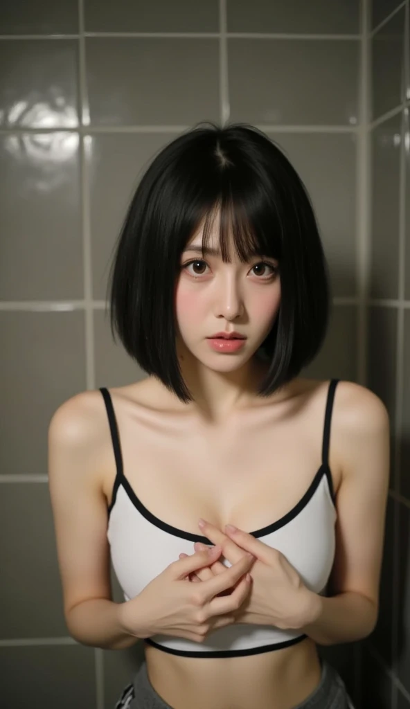 1girl, mikasa Ackerman, bikini, short hair, black hair, realistick, ultra detail, 70mm lens