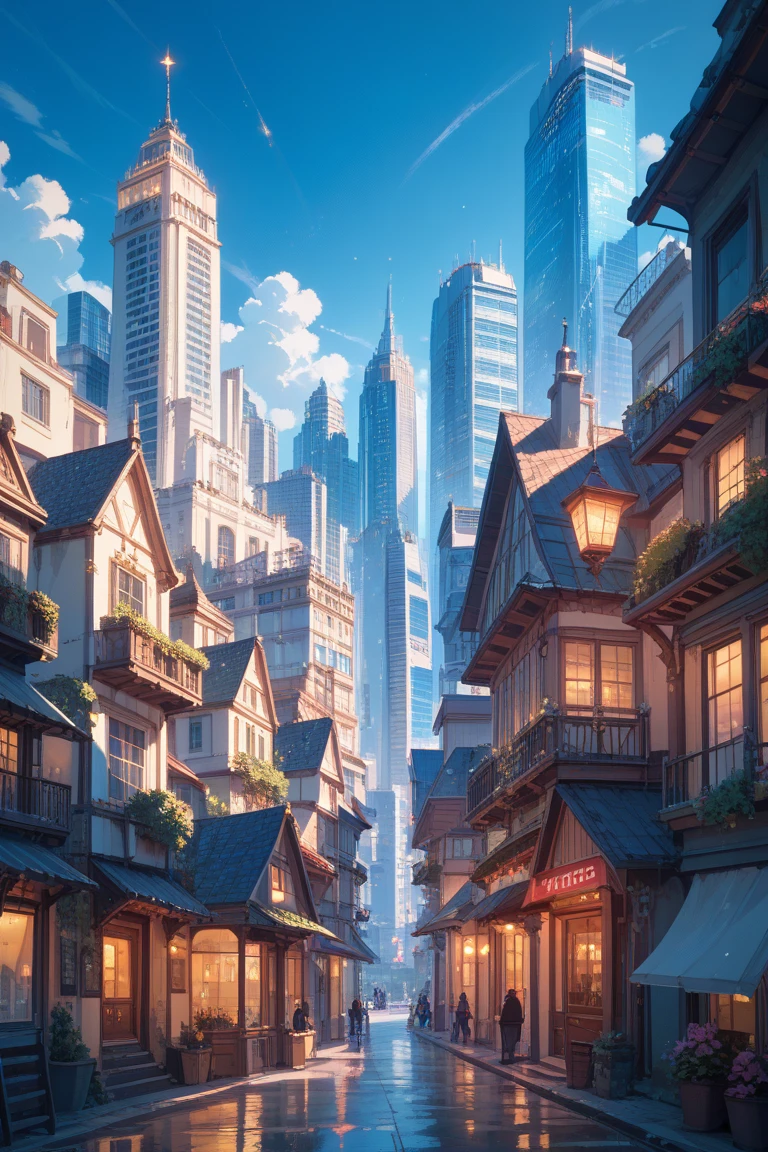 Night cityscape buildings