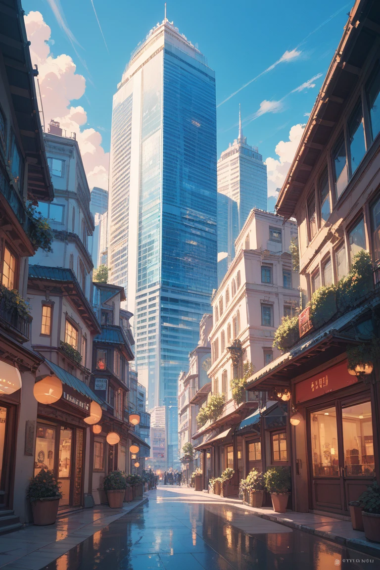 Night cityscape buildings