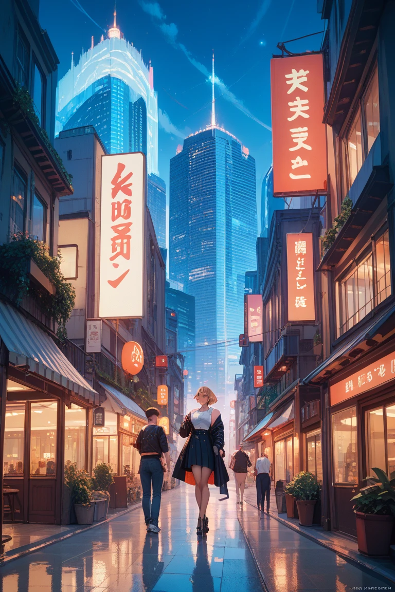 cityscape, buildings at night