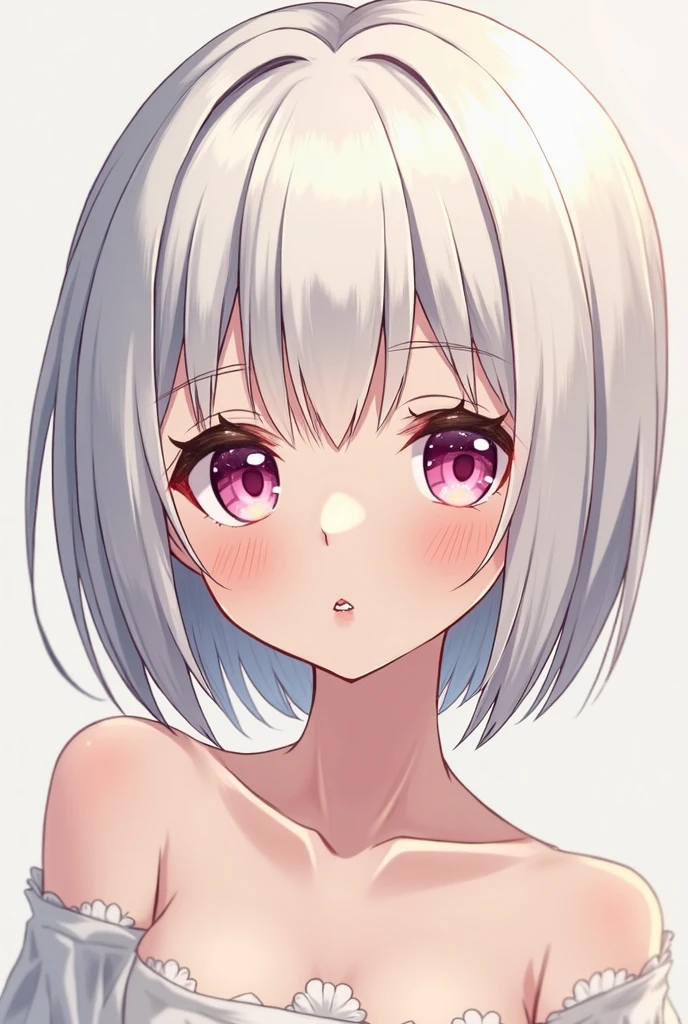 simple background、(masterpiece、top-quality:1.2)、((facing front:1.2))、With bangs、Young woman 、((The upper part of the body:1.2))、Promotional Art、offcial art、(show breast)、(Exposing breasts)、(Expose nipple)、fullnude、Small、teats、NSFW