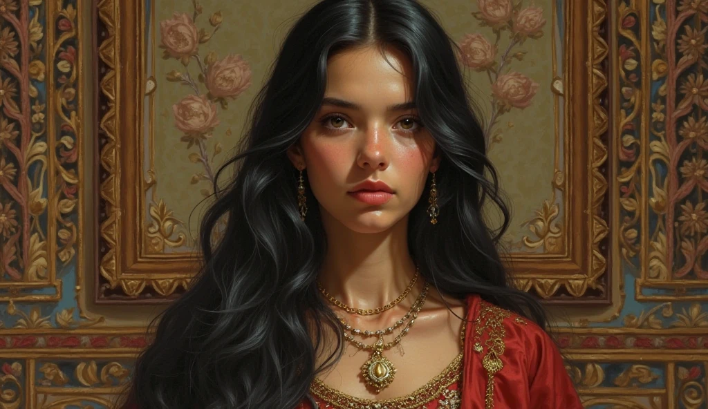 A picture of a girl with long hair from the Mamluk era