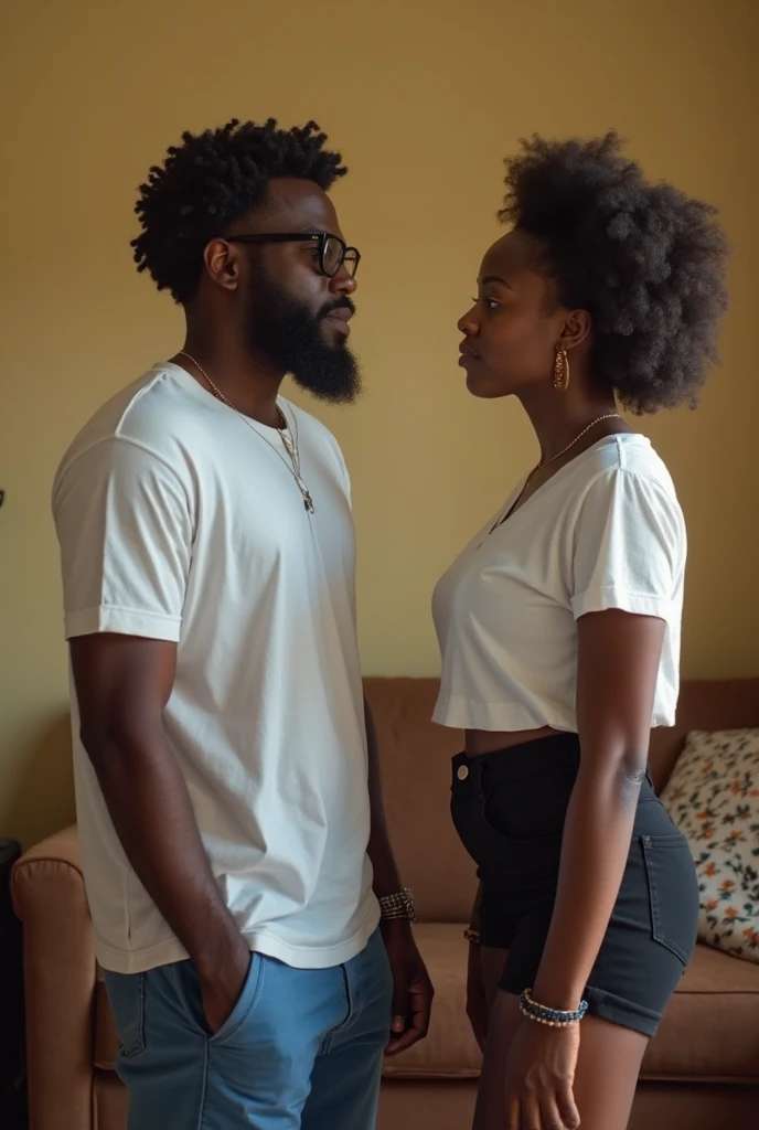 Older beautiful African American woman flirting with younger African American man