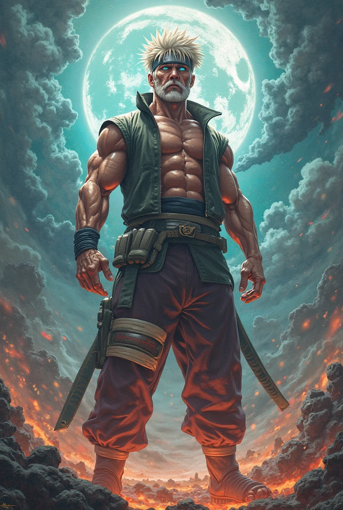 Naruto, adulto, extremely muscular, sem roupa, without pants, sem camisa