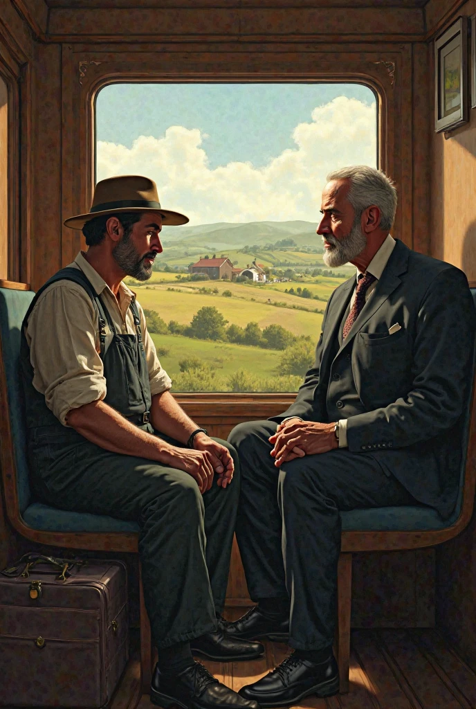 এক কৃষক আর এক উকিল ট্রেনে পাশাপাশি বসে আছে