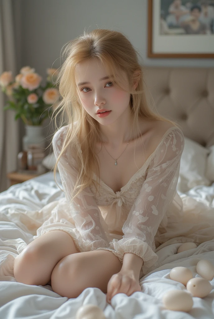 Real bastard,Full Body Image of Real People,Age 20 years,High Res Photos,1 beautiful girl,Thai School Dress,hair long to mid-back,golden hair,,Full Body Image,not wearing underwear,Spotted  ,Lying on a big mattress,There are shaky eggs.,มีvibrator