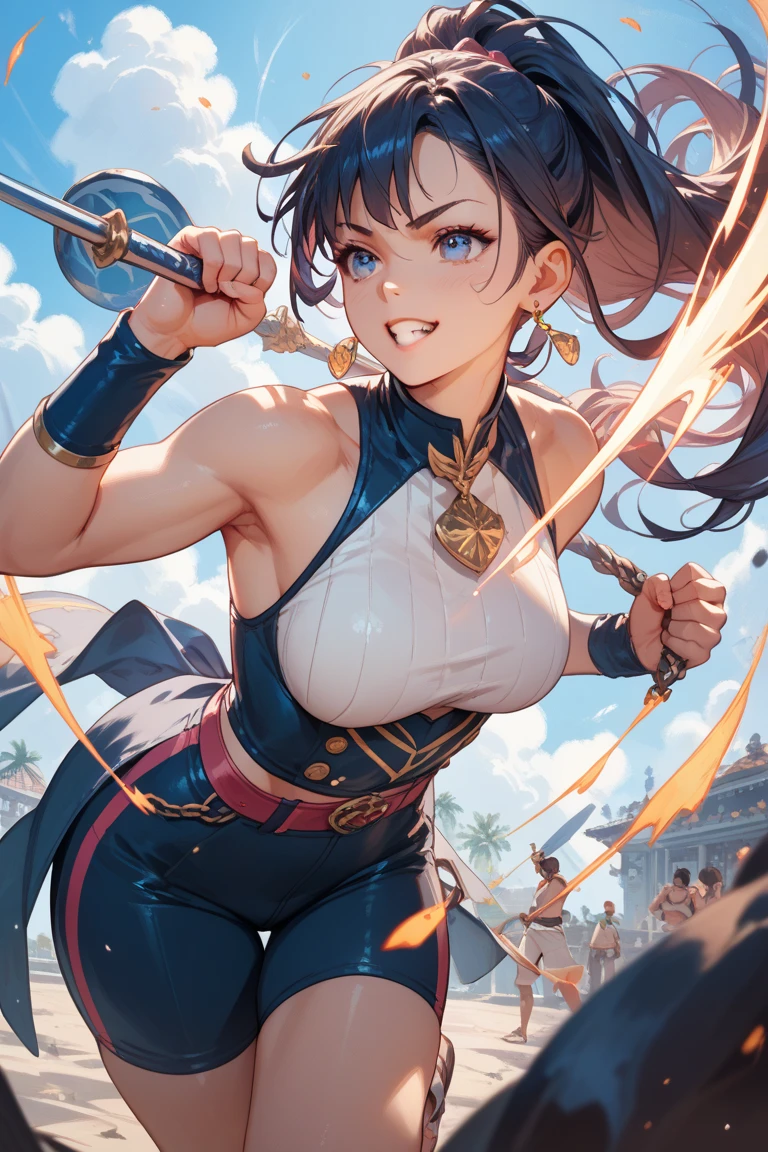((masterpiece)), ((best quality)), ((game)), girl, ((Chun-Li character)), ((beautiful body)), pale skin, ((eyes)), eyebrow, ((ear)), happy, smile, hair, ((hair highlights effect)), (arms), thin waist, ((thick legs)), ((big thigh)), standing, ((background of background)), ((game map)), ((fighting arena)), ((seeing)), ((hair blowing)), ((mountain)), ((leaves flying)), ((beautiful day )), pov, ((viewer view)), ((want to hug)), ((blush)), lustful, (((tight cameltoe panty ((into)) vagina:1.2)))