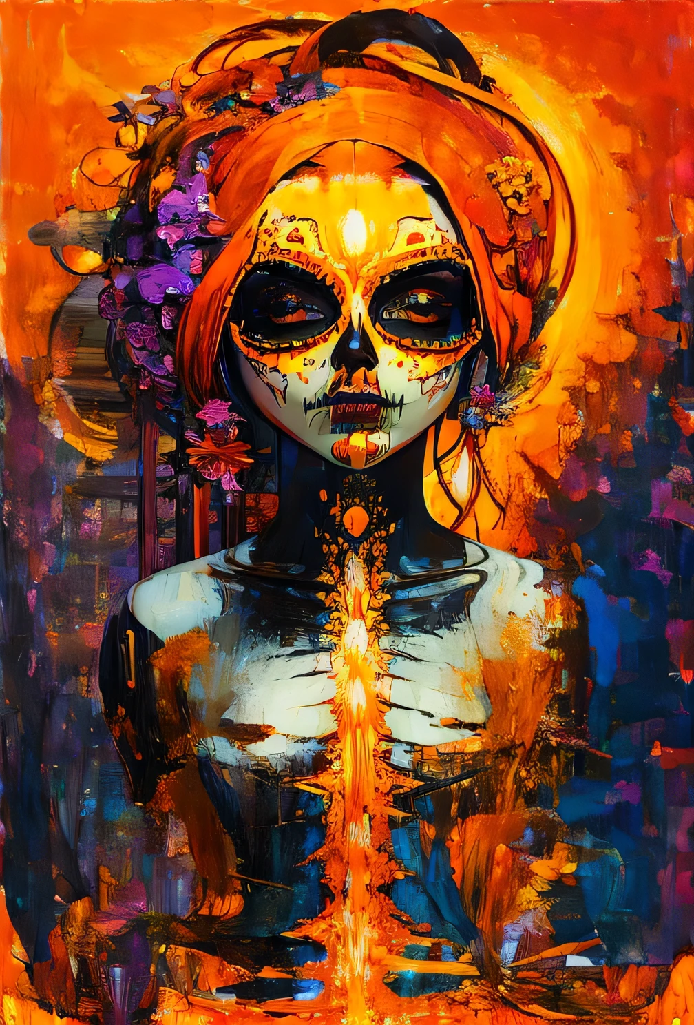 OrangeScale : Sensual Medusa GlitchArt : abstract, vibrant, animated : solitary melancholic atmosphere --v 5 --stylize 1000