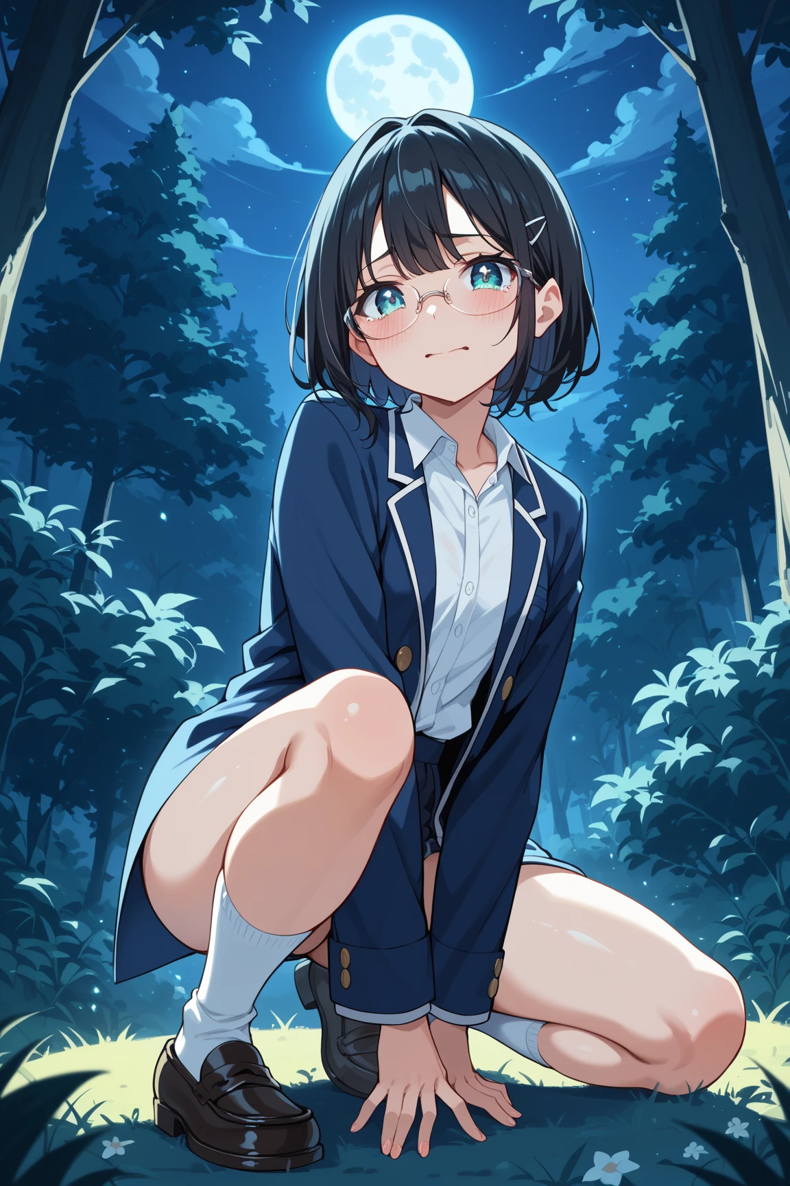 best quality, masterpiece, ultra detailed, highres, 8k, extremely detailed CG, super detailed skin, detailed beautiful face and eyes, highly detailed background,blush, bare upper body, breasts, dark blue micro skirt, no panties, small breasts, erect nipples, medium bob, brownish black hair, light blue eyes, open mouth, after sex, the wind blew skirt up, pleated skirt, navel, no bra, looking at viewer, on the roof, standing, spread legs,full body, cum in pussy, cum on breasts, stick out one's breast, barefoot, blue sky,