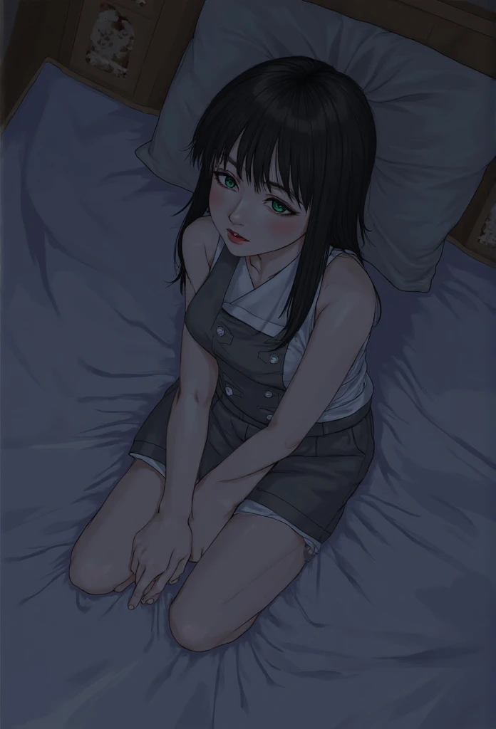 high quality, 最high quality、 Stylish design, (((The cutest girl))), ((Thin legs))、(((最high quality))), High resolution, ((detailed)), ((masterpiece)), ((Super detailed)), 、Black Hair、Inner Color、((Lying on your back in bed),underwear,I can hit it),((Sexual))