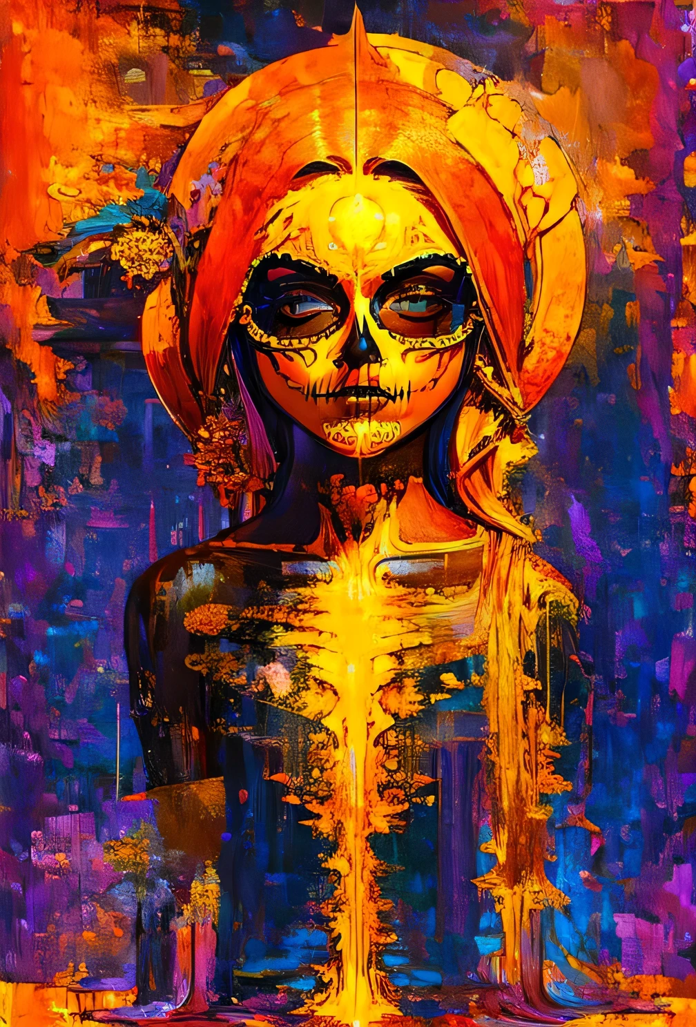 OrangeScale : Sensual Medusa GlitchArt : abstract, vibrant, animated : solitary melancholic atmosphere --v 5 --stylize 1000