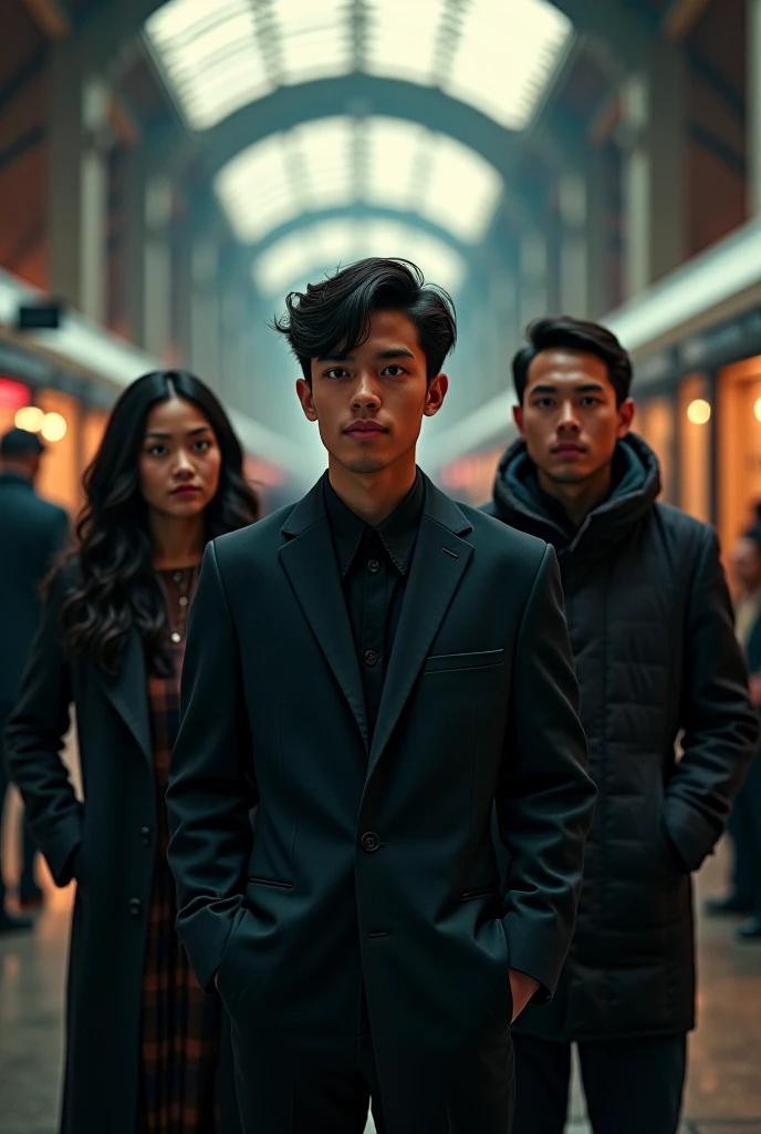 I want you to create black ren in the train station with their parents 