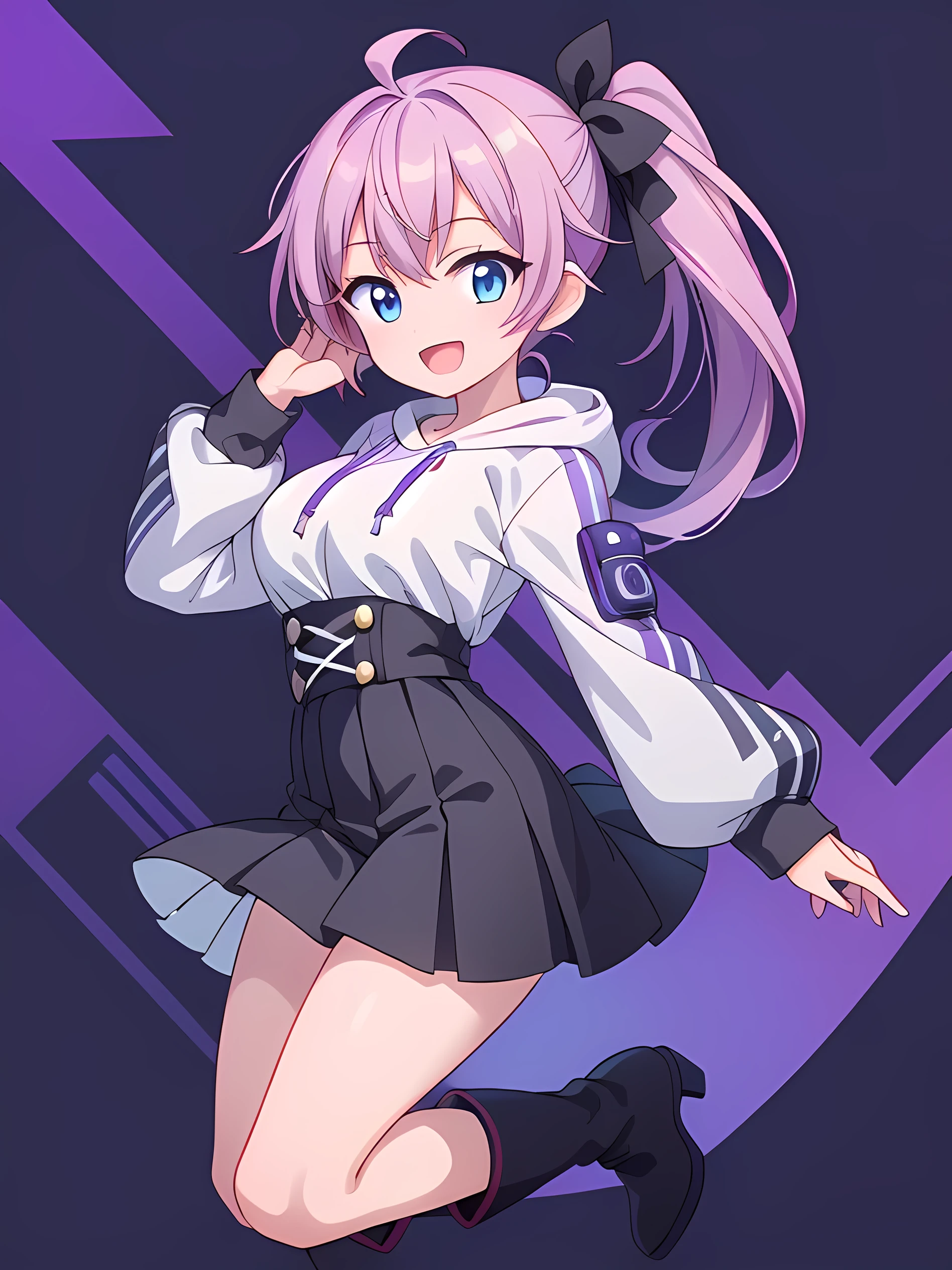 (best quality, masterpiece, hires), <lora:Arco_-_Marco_and_the_Galaxy_Dragon:0.8>, arco, lilac hair, horns, red eyes, dip dye, suspender skirt, ascot, thighhighs, garter straps, ((toon))