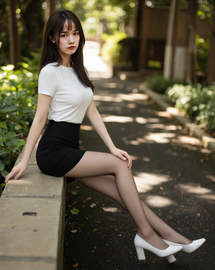 Grey shorts、(Highest quality)、((Extremely detailed))、4K、(8K)、masterpiece、Super fine、Highest quality、Super Resolution、One person、Kind Face、Soft Light、born々New quality、Soft Skin、Heel、163cm、Garden Terrace