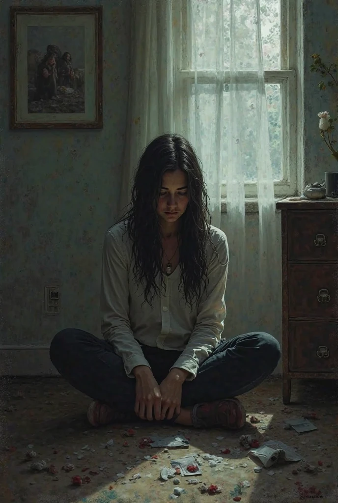 The same character Layla is sitting alone, trying to cope with Sami's absence. She looks at the place around her as if everything reminds her 