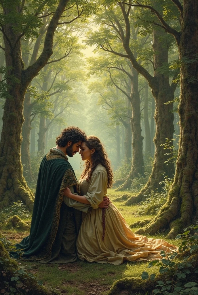 Make a couple crying in the woods get down (Medieval era style)