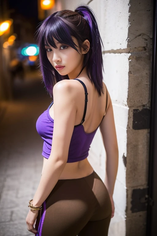 there is a woman in a costume that is posing for a picture, trending at cgstation, korean girl, sakimichan, amouranth, trending on cgstation, sakimichan frank franzzeta, inspired by Leng Mei, (sfw) safe for work, intriguing outfit, makoto shinkai ( apex legends ), as overwatch character, purple hair