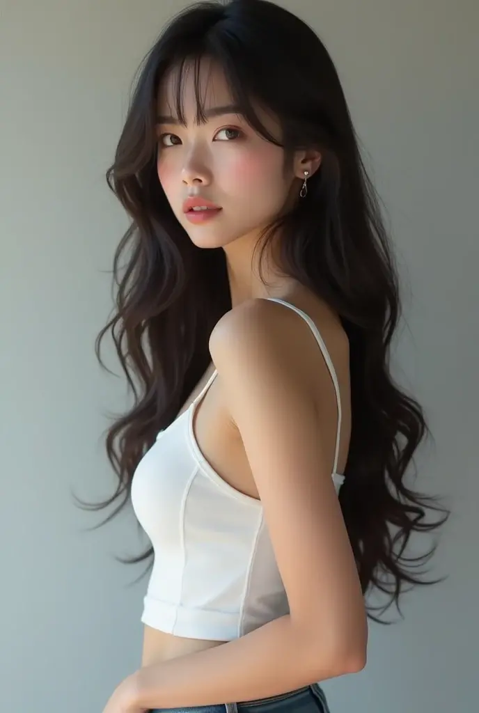 The Alatei woman sat in a chair,Comb in hand, Gorgeous young Korean woman, beautiful Korean women, Beautiful young Korean woman, Korean girl, Korean woman, female actress from korea, jaeyeon nam, cute korean actress, wavy hair spread out, Asian girl with long hair, With long hair, Choi Hyun-hwa, mid - length hair