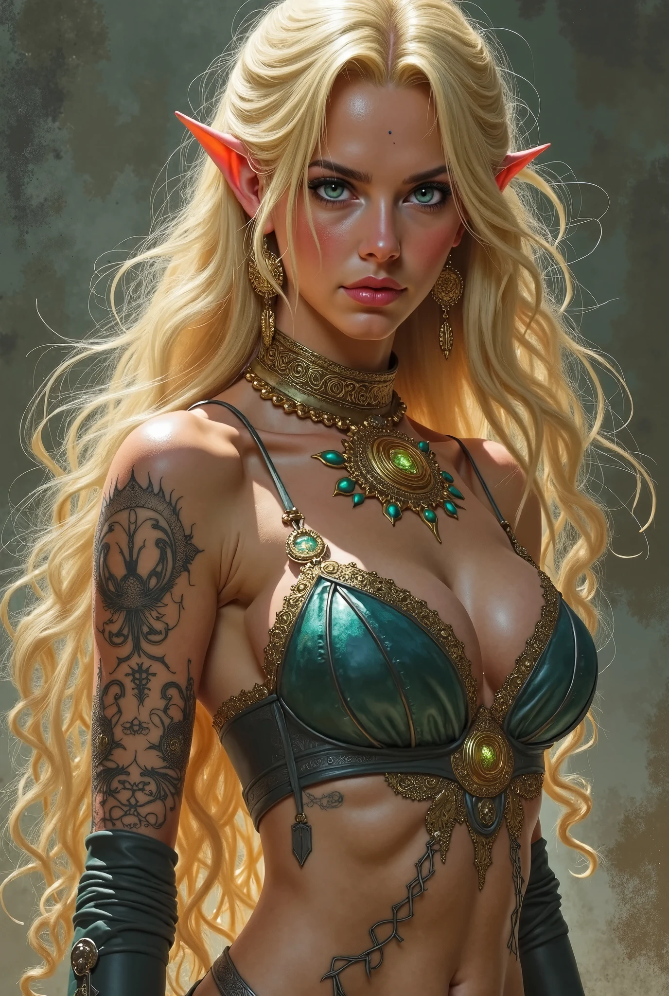  Aelin is described as being very pretty ,  with long golden hair that shines in the sunlight ,  which is quite long because Doranelle's healers let it grow and ,  As a result , her hair grew to her navel .  She also has Ashryver eyes - bright turquoise eyes with gold rings around her pupils, which serves as a great revelation of her true identity, since they are so distinct and only belong to her family.

In her feeric form, she has pointed ears and elongated canines. Her body also becomes taller and thinner in this form. with about 1,70m, Aelin's body is agile and toned and, no entanto, she is blessed with impressive curves and well-shaped breasts. She has many scars, including those on the back you received from whips during your stay at the Endovier Salt Mines, but these have been erased.

She also has five tattoos that describe the stories of how she lost her loved ones Dear, including Lady Marion Lochan, Your mother, pai e tio, her people from Terrassen, Sam Cortland e a Princesa Nehemia de Eyllwe. 