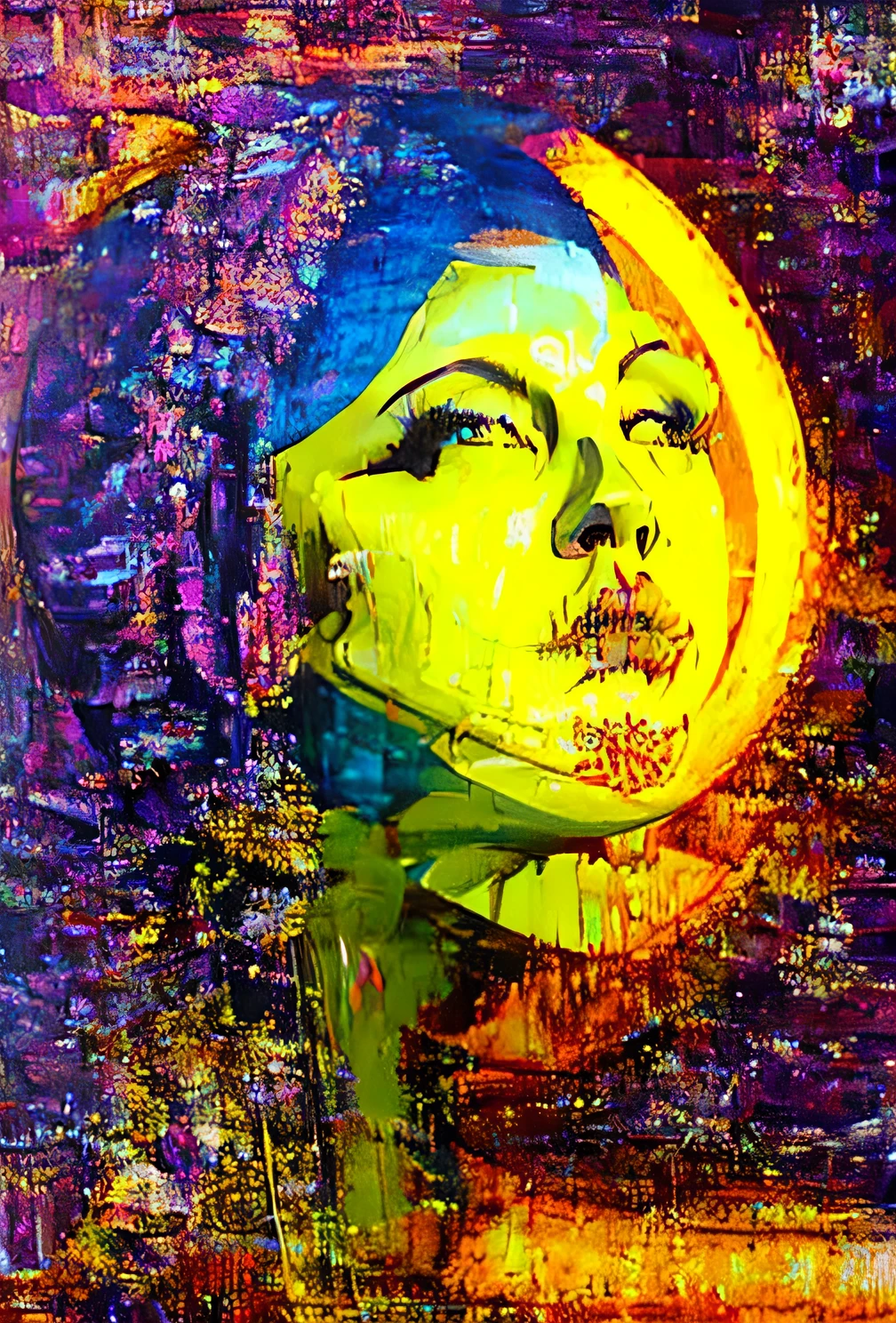 OrangeScale : Sensual Jasmine GlitchArt : abstract, vibrant, animated : solitary melancholic atmosphere --v 5 --stylize 1000