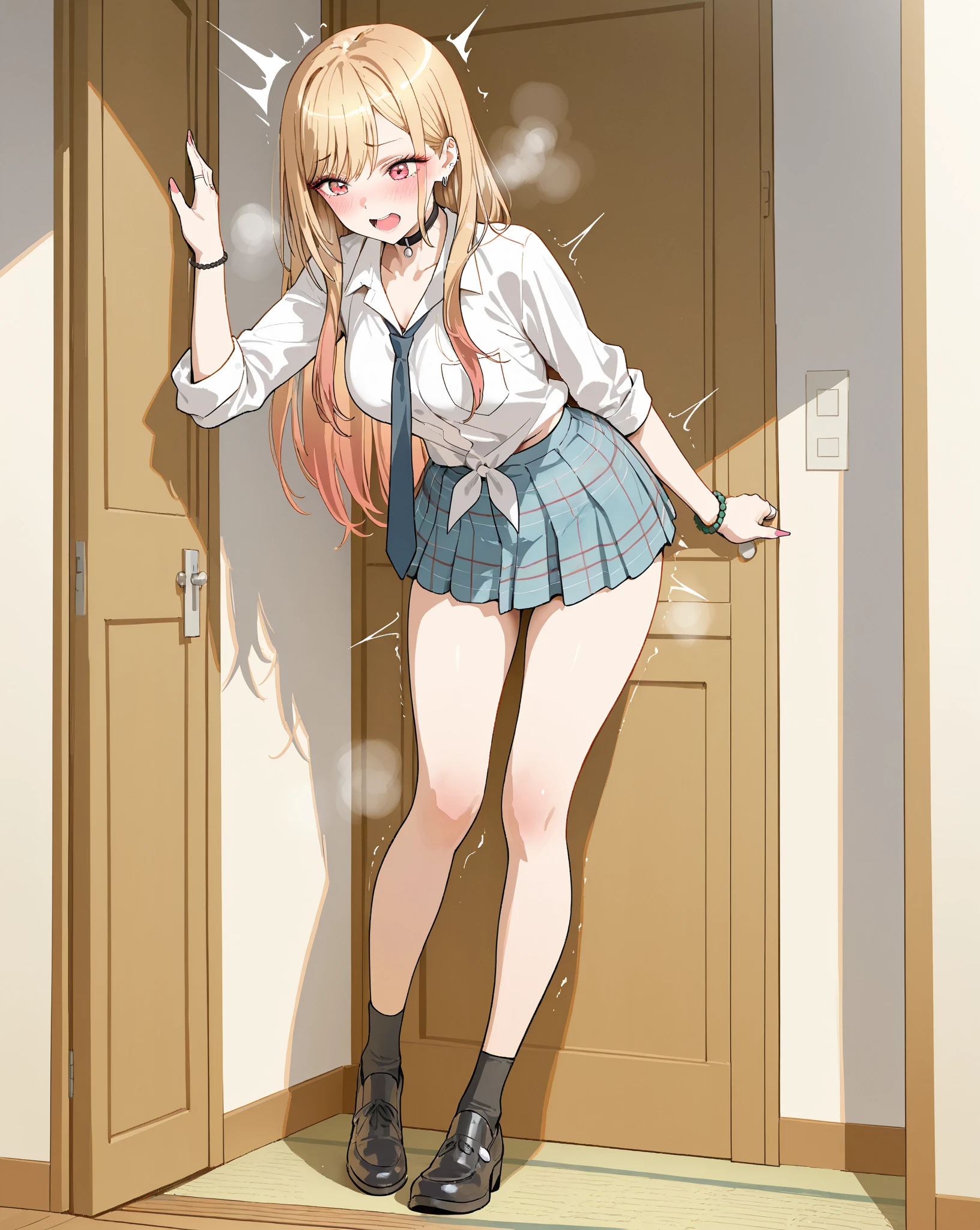 michishio_kantaicollection, twintails, double_bun, hair_bun, short_twintails, light_brown_hair, brown_eyes, blush, bow, yellow_eyes, dress, green_bow, green_bowtie, pinafore_dress, shirt, white_shirt, bowtie, (small breasts, little body:1.1), (short stature:1.2), 1 little gilr , solo, (full body shot:1.1)
BREAK
(sfw:1.3), peeing self, have to pee, standing, pigeon-toed, hand between legs, leaning forward, (trembling:1.2), (Pee while standing:1.5), myself peeing
BREAK
(crying:1.2), tears, (blush:1.2), (open your mouth:1.3), (close your eyes:1.3)
BREAK
official art, best masterpiece, best quality, best resolution, 8K, best detailed, highly detailed hands, highly detailed fingers, very detailed mouth, perfect anatomy
BREAK
(door, workroom), dust, dust, light particles, very fine and detailed 16KCG wallpapers