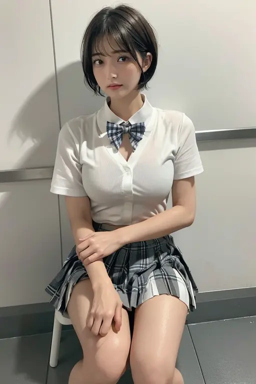(8K, Top Quality, Masterpiece: 1.2), (Realistic, Photorealistic: 1.2), lace panties, sitting, panty shot, legs spread, solo, beautiful definition sky, night, wet, watching viewer, (sitting: 1.5), dating, future,
(nose brush), smile, big breasts, fine beautiful eyes), (dark blonde: 1), (short hair: 1.1), panty shot, spread legs, skirt, school uniform, white panties, socks, black hair, shirt, blurred, blurry background, knee-high, white shirt, loafers, realistic, long hair, lips, brown eyes, black socks, tie, pleated skirt, bow, headrest, sideways, outdoors, brown footwear, masterpiece, top quality, ultra detailed,