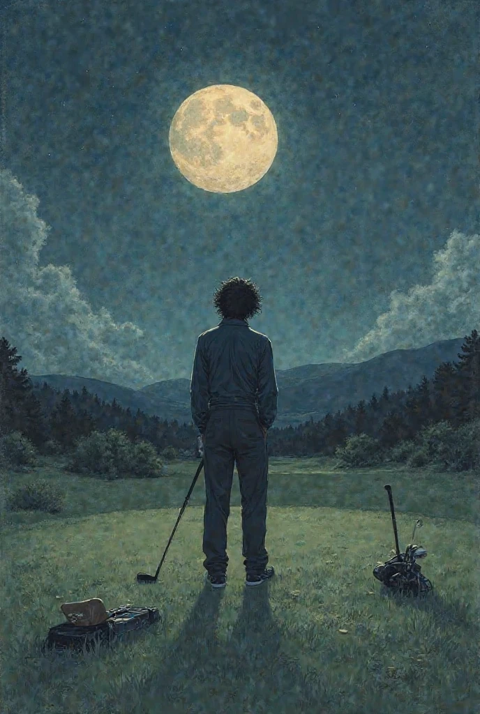 In Kanji「The Night Before the Judgement」Write。Write using golf equipment。