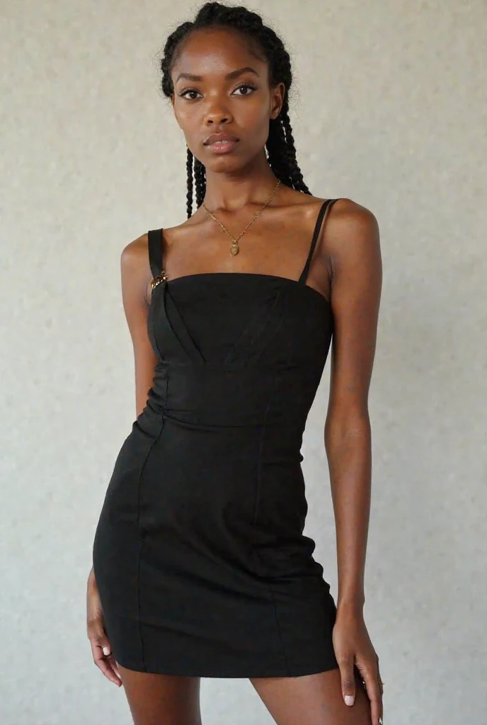 A full shot of an attractive ((brown skin young woman ))she is beautiful and petite wearing a(( sexy black and white horizontal striped dress)) ((lifelike skin texture)) ((she's smilling)) ((very detailed image )) she has a petite figure ((stunning eyes and a sharp nose)) a perfect ((blonde white hair)) smilling UHD, a Masterpiece,Realistic textures,(( hyper-realistic)), 8k, photorealistic, XT3 grain,Fujifilm((ines c dos santos)) ((intricate striped dress)) and ((short black boots))