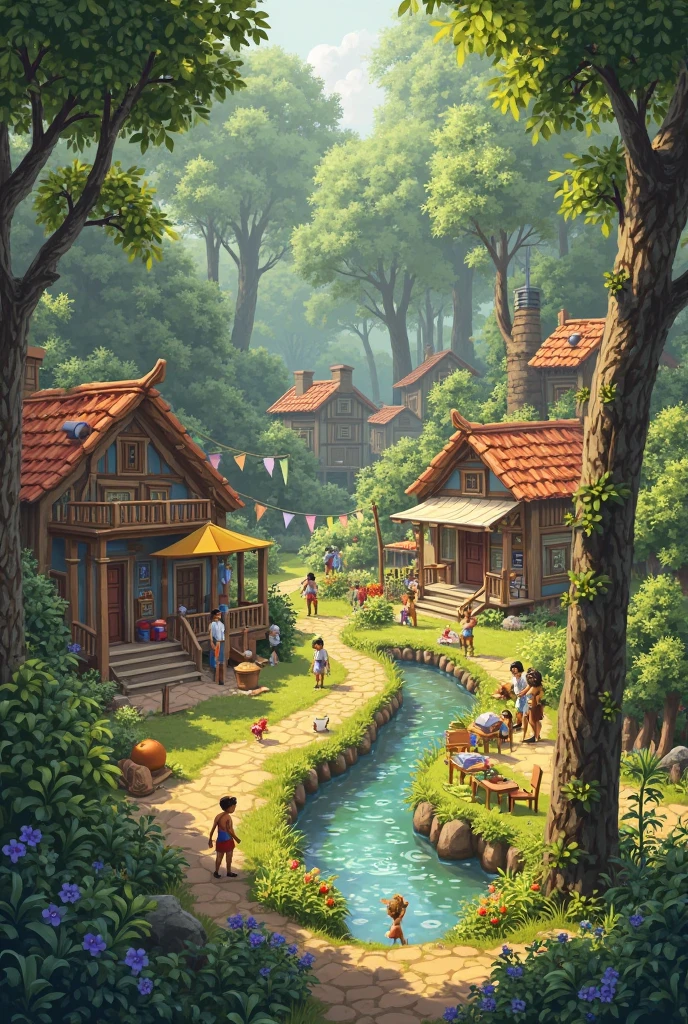 a community in a forest 16:9