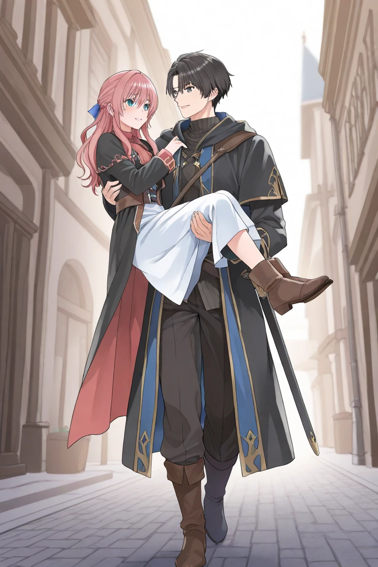 stealthy steps、Carrying a safe、thief、Girl with pink hair、blue eyes、Twin Drill