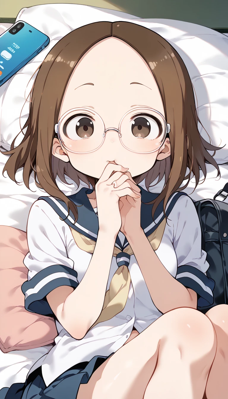 nodokamanabe, nodoka manabe, short hair, brown hair, (brown eyes:1.5), glasses, semi-rimless eyewear, red-framed eyewear, under-rim eyewear,
BREAK sakuragaoka high , nude body
BREAK indoors, classroom,
BREAK looking at viewer,
BREAK (masterpiece:1.2), best quality, high resolution, unity 8k wallpaper, (illustration:0.8), (beautiful detailed eyes:1.6), extremely detailed face, perfect lighting, extremely detailed CG, (perfect hands, perfect anatomy),