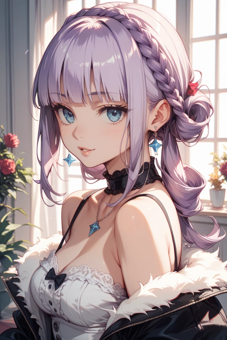 table top, high resolution, 8ก, anime women, Sensitive and detailed writing 、Detailed digital illustrations、(((Straight braids)))、shiny hair、smooth、very beautiful woman、The eyes are doubled., big, (((The bust is an A cup.)))、High image quality, High quality、Detailed background、(((setยูนิฟอร์มน่ารักสีขาวและม่วง)))、The inside of his eyes shone like diamonds.、light purple hair、Gradient student、(((2 arms、4 inch, 1 thumb)))、Woman's face in detail、A very beautiful and lovely woman.、、Detailed background、Masterpiece、soft focus , bright watercolor gradient , lens flare , (((shine))) , glow , dreamlike , light purple ribbon、(((A very beautiful light purple rose hair accessory.)))、setสีม่วงอ่อนและสีทอง โดยมีสีขาวเป็นสีหลัก、Big smile、rainbow、(((princess set、set)))、happy balloon、The background is a beautiful sky and a beautiful castle.、full body,(หัวนมbig),sexy, seductive pose, หน้าอกbig,Show your breasts,The cracks are clear.....,((หัวนมbig)),(pubic bone), rift, visible chest,, หน้าอกbig,Show your breasts,The cracks are clear....,((หัวนมbig)),(pubic bone), rift, visible chest,seductive pose,I see bulging nipples.,(((areolae ขนาดbig:1.4,pink,The nipples are clearly visible.......))),(setแตกแยกโชว์หัวนม:1.4), (semi-naked:1.8),