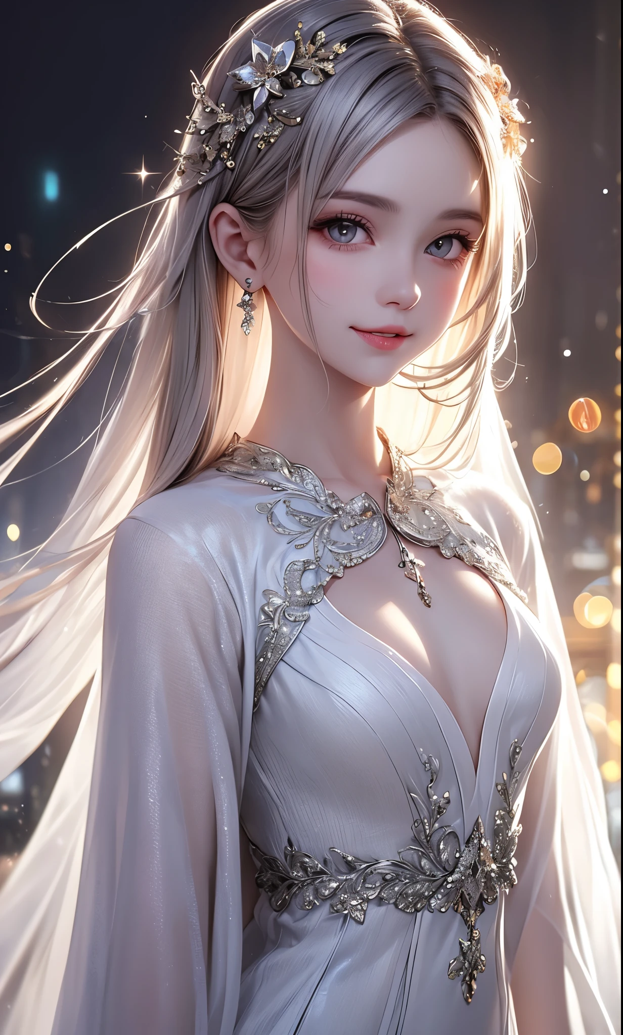 (masterpiece:1.2)、top-quality、(illustratio:1.2)、(ultra-detailliert)、Eye Focus、(Masterfully crafted Glow、pink lens flare)、(Cinematic background)、Hyper-detailing、(delicate detail)、(intricate detailes)、octan render、HDR、(Hyper-detailing:1.15)、(softlight:1.2)、extremely beautiful girl、(super model:1.3)、Woman made up of paint、entirely paint、Splat、Splash、(cabelos preto e longos:1.1)、(radiant eyes)、((make - up))、(cinematic masterpiece)、Delicate and powerful、 (Cinematic headlight)、((Caustic))、dynamic ungle、Beautiful detailed glow、ambient occlusion、ambient lights、ray trace reflection、(best illumination、extremely delicate and beautiful)、((ciinematic light))、(The soft:2)、vivid、highly contrast、back lighting、huge tit、Complex detailed EABA、Red and white dress,red cloak、Silver tiara