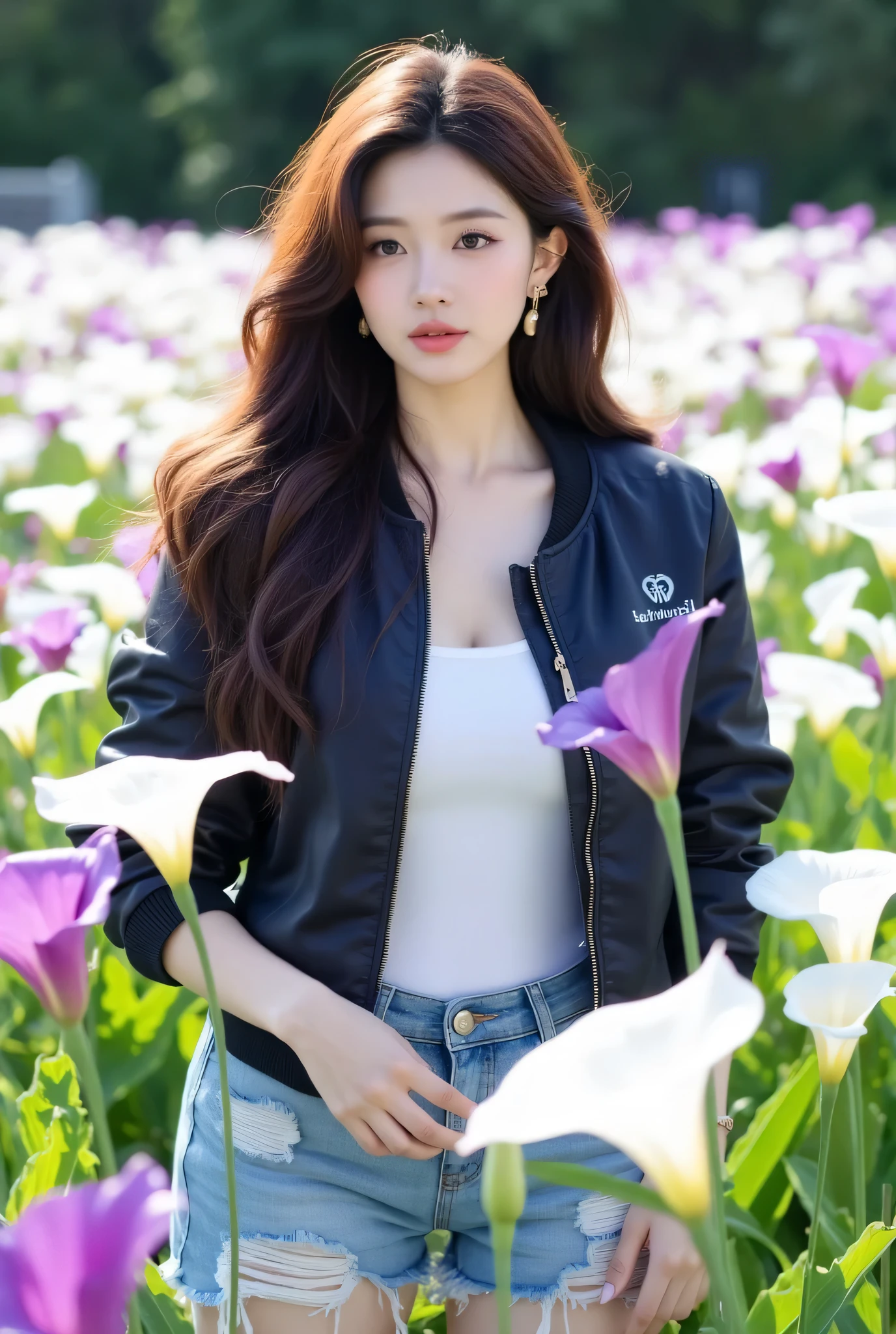 girl, Goldsmith, wearing dark violet Skinny jeans and blouse, at Twilight, split diopter, Masterpiece, Vorticism Art, F/14, (art by Sarah Purser:0.8) , beautiful,dynamicpose