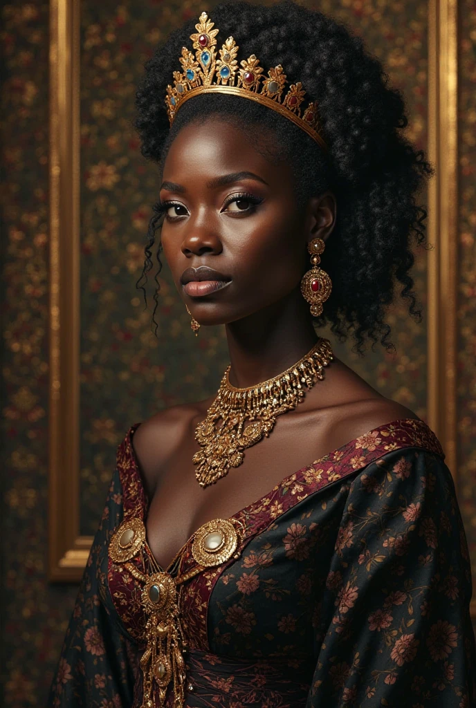 Can you give me the same image but just make the queen black and sexier
